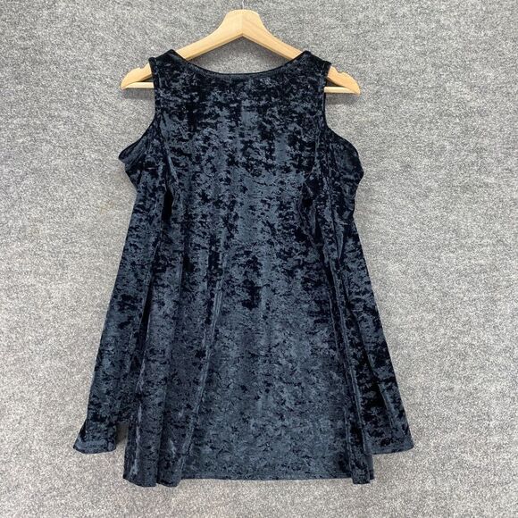 BP. Blouse Women L Large Black Sleeveless Wide Strap Round Neck Velvet Casual - Picture 2 of 9